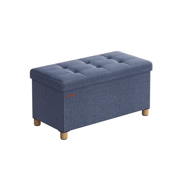 Hopfällbar bänk 38 x 76 x 40 cm med förvaringsutrymme ljus denimblå