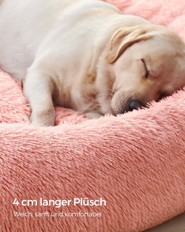 Hundbädd fluffig 120 cm d tvättbar rosa