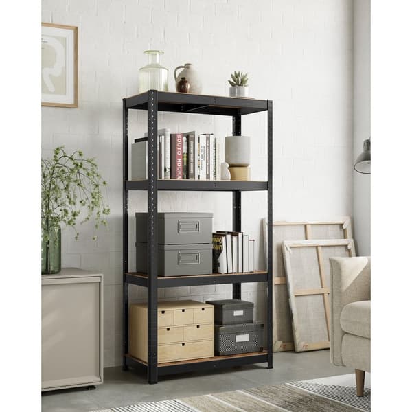 Säädettävä seisova hylly 4 hyllyllä 40 x 80 x 160 cm vintage ruskea-musta
