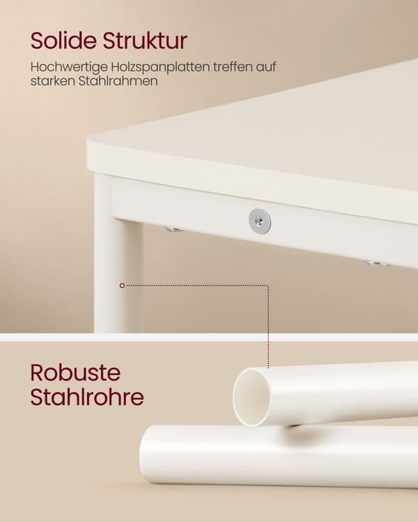 Slankt sidebord med strømskinne, sengebord i 3 niveauer, sidebord, til små rum, magasinholder, stue, soveværelse, kontor, cremehvid LET335W02
