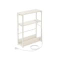 Miniatyrbillede 1 af 6: Slankt sidebord med strømskinne, sengebord i 3 niveauer, sidebord, til små rum, magasinholder, stue, soveværelse, kontor, cremehvid LET335W02