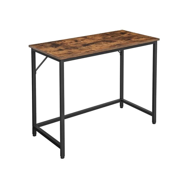 Datorskrivbord, skrivbord, litet kontorsbord, 50 x 100 x 75 cm, arbetsrum, hemmakontor, enkel montering, stål, industriell design, rustikt brunt och