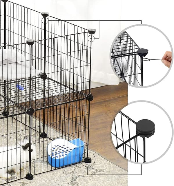 2-kerroksinen metallinen lemmikkieläinten leikkikehä, 36 ristikkopaneelia, muokattavissa oleva häkkikotelo pienille eläimille, marsut, hamsterit, kan