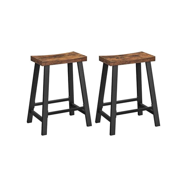 Set med 2 barstolar med böjd sits Kök Matsal Studie Industriell design 46,2 x 33 x 60 cm Vintage Brun/Svart LBC074B01