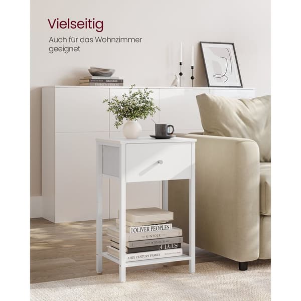 Sidobord set om 2 med tyglåda vit
