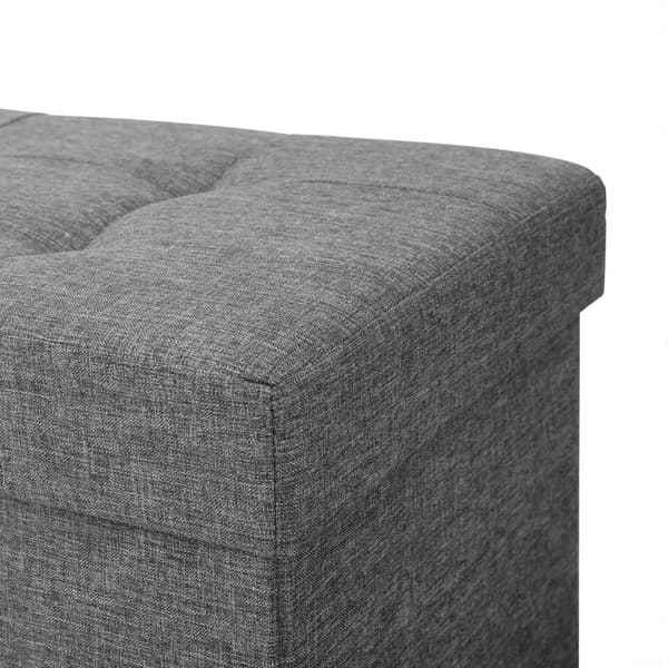 Förvarings Ottoman, vadderad hopfällbar bänk, kista med lock, massiva träfötter, platsbesparande, 65L kapacitet, rymmer upp till 300 kg, för sovrum,
