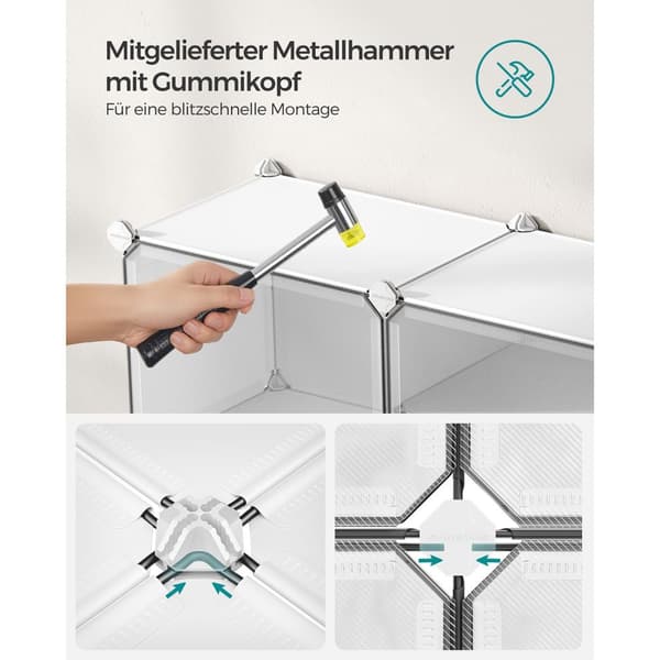 Förreglingsbart skoställ, plastskåp för skoförvaring, modulär förvaringsenhet med 10 fack, 30 x 40 x 30 cm för varje fack, med dörrar, stålram, plast