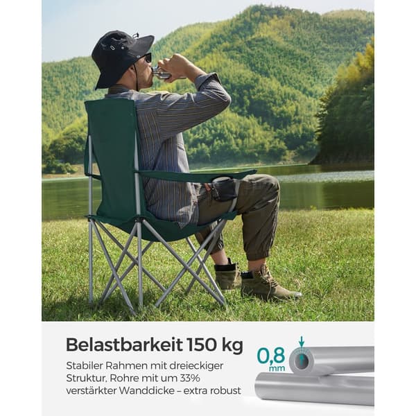 Campingstol set om 2 med mugghållare mörkgrön