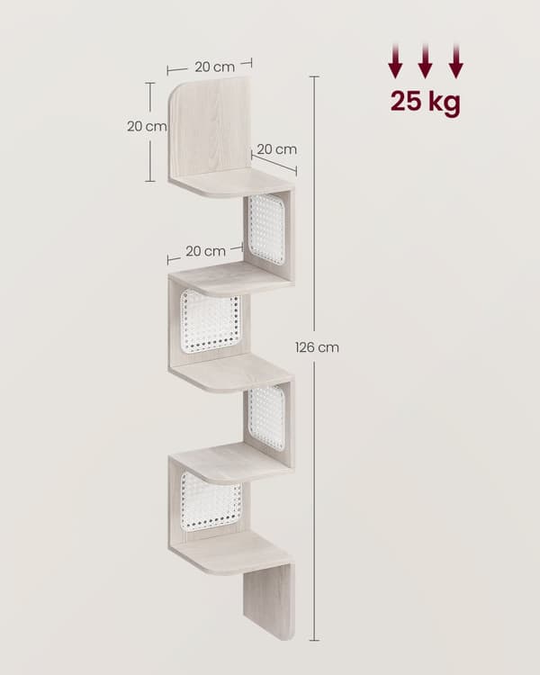 Hörnhylla med 5 nivåer i sicksackform havremjölsbeige