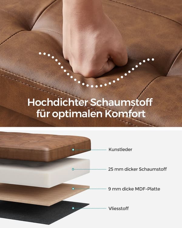 Sammenklappelig bænk 120 liter 38 x 110 x 38 cm kaffebrun