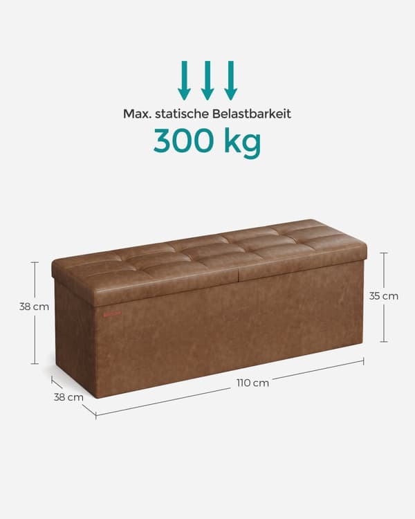 Sammenklappelig bænk 120 liter 38 x 110 x 38 cm kaffebrun