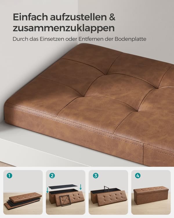 Sammenklappelig bænk 120 liter 38 x 110 x 38 cm kaffebrun