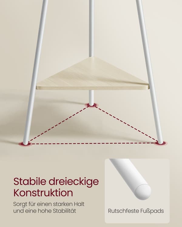 Garderobestativ i træform med 2 hylder naturbeige-perlehvid