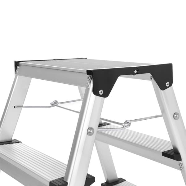 Stegstege i aluminium, hushållsstege, lättvikt 3 kg, hopfällbara multifunktionella steg på båda sidor 2 x 3 steg