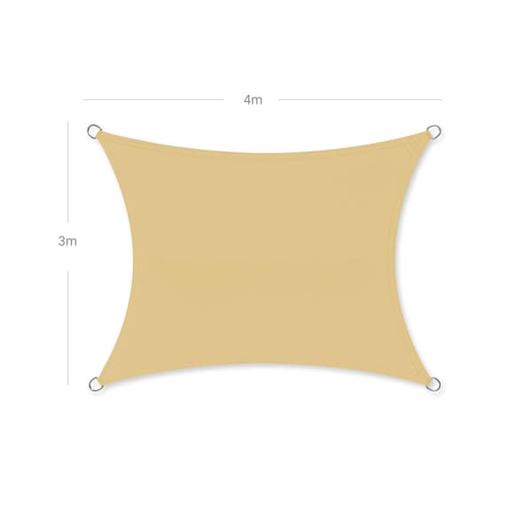 3 x 4 m solsegel, vattentåligt till minst 1000 mm, 93% UV-skyddande solskyddssegel i rivtålig polyester, väderbeständigt, för trädgård, uteplats, ter