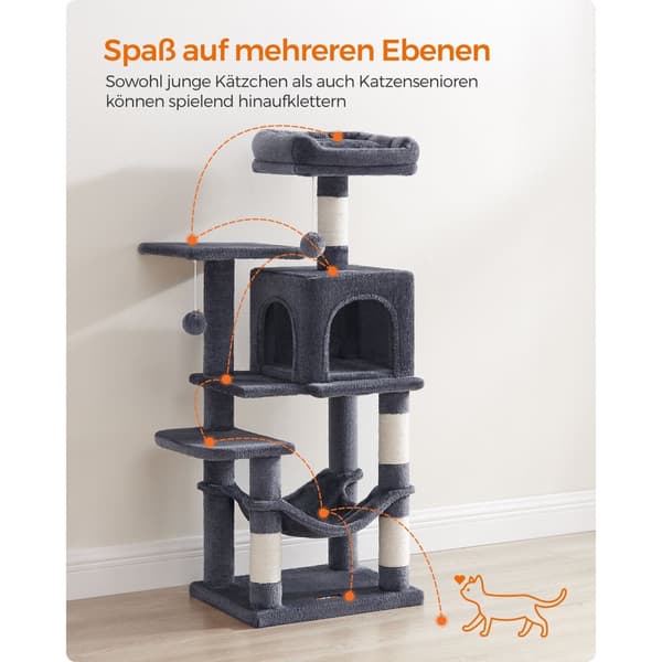 Klösbräda 112 cm med plattformar och hängmatta rökgrå