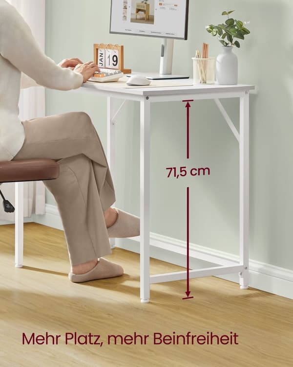 Datorskrivbord, kontorsskrivbord, 100 x 50 x 76 cm, för arbetsrum, sovrum, vardagsrum, Maple White och Cloud White LWD041W44