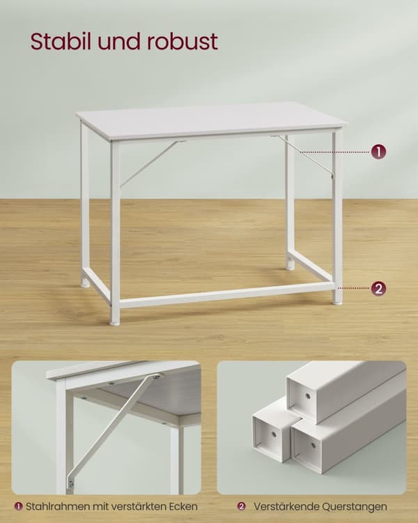 Datorskrivbord, kontorsskrivbord, 100 x 50 x 76 cm, för arbetsrum, sovrum, vardagsrum, Maple White och Cloud White LWD041W44