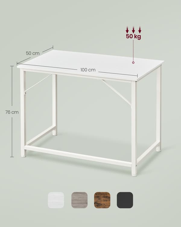 Datorskrivbord, kontorsskrivbord, 100 x 50 x 76 cm, för arbetsrum, sovrum, vardagsrum, Maple White och Cloud White LWD041W44