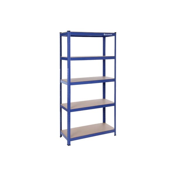 5-trins reol, stålreol til opbevaring, værktøjsfri montering, til garage, skur, belastningskapacitet 650 kg, 30 x 75 x 150 cm, blå GLR30Q