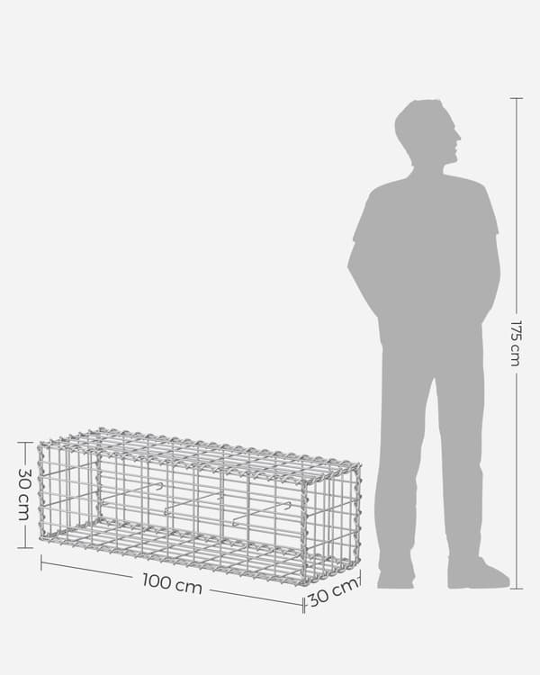 Gabionkurve med 5 x 10 cm maskestørrelse til sten, sæt med 2 stk.