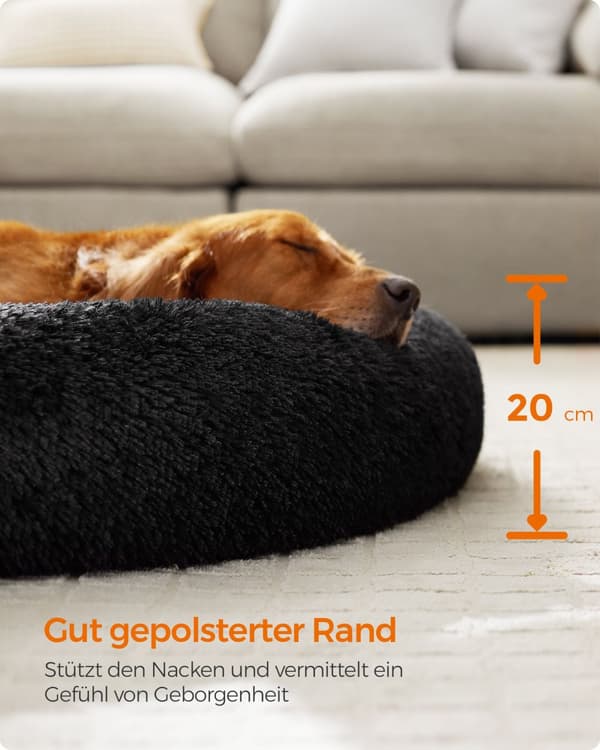 Hundbädd med 120 cm diameter bläck svart