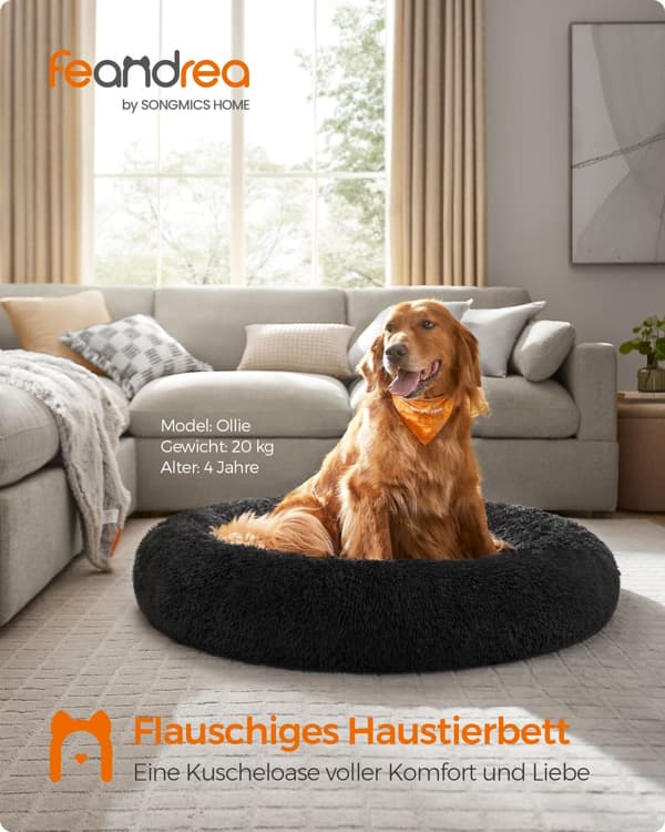 Hundbädd med 120 cm diameter bläck svart