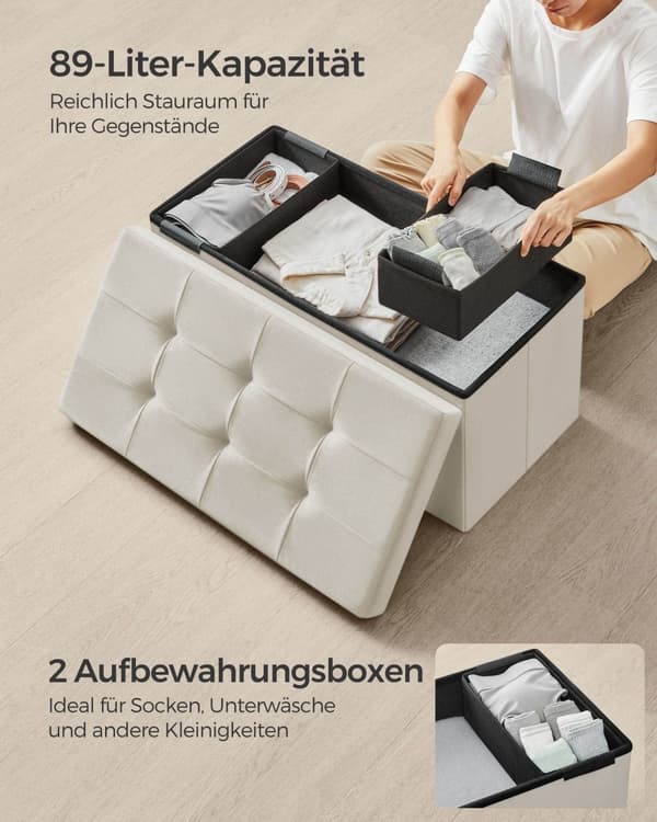 Bänk med förvaringsutrymme i sammet 38 x 76 x 38 cm