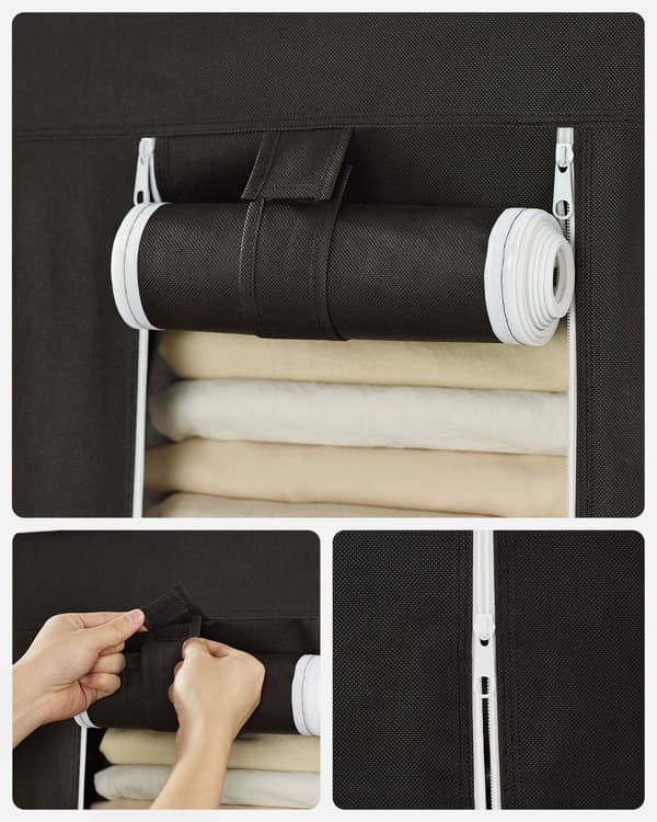 Stofgarderobe 175 x 110 cm sort