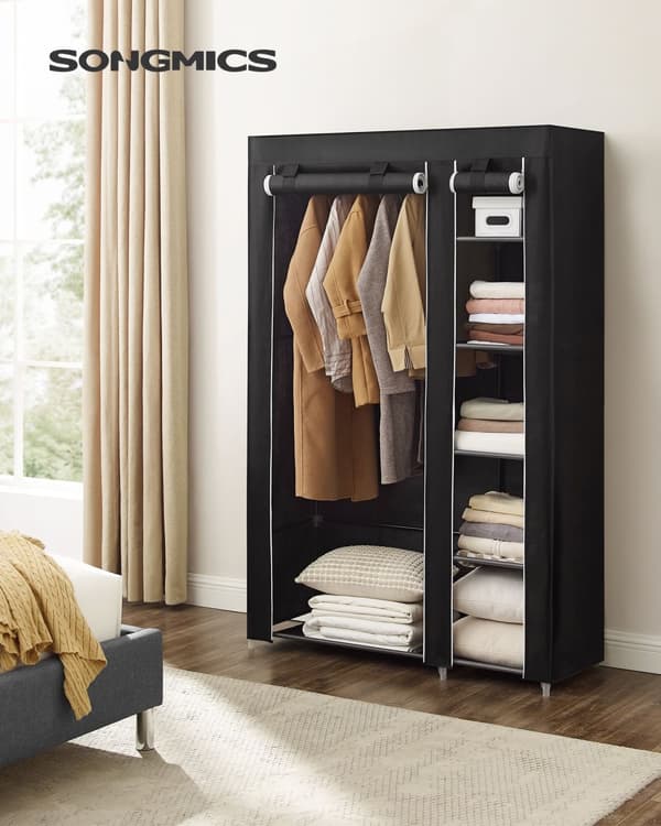 Stofgarderobe 175 x 110 cm sort