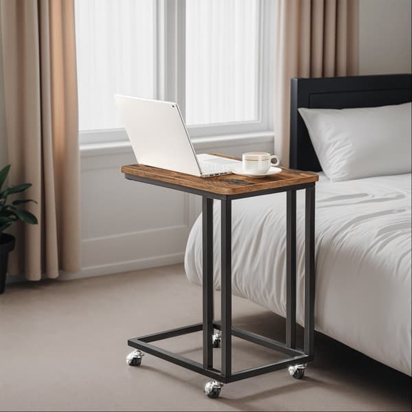 Sidobord, soffbord med hjul, C-form