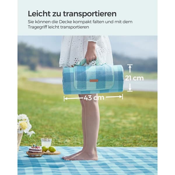 Picknickfilt 300 x 200 cm vattentät grön-blå