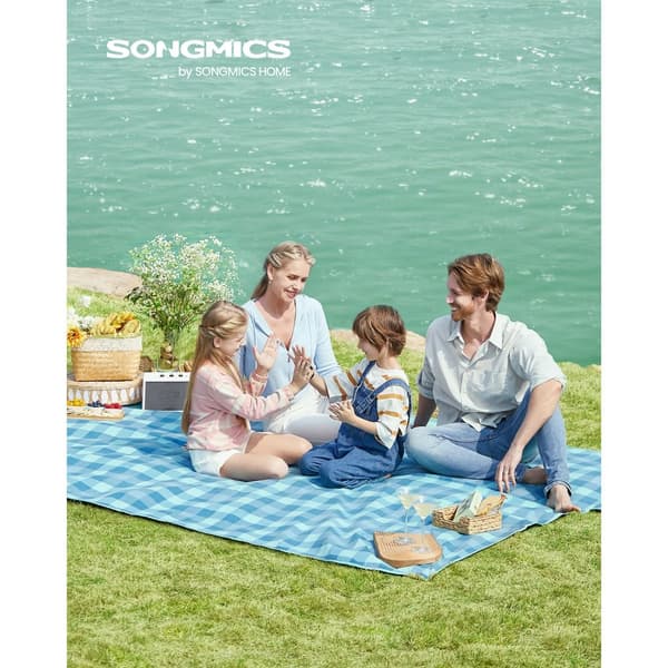 Picknickfilt 300 x 200 cm vattentät grön-blå