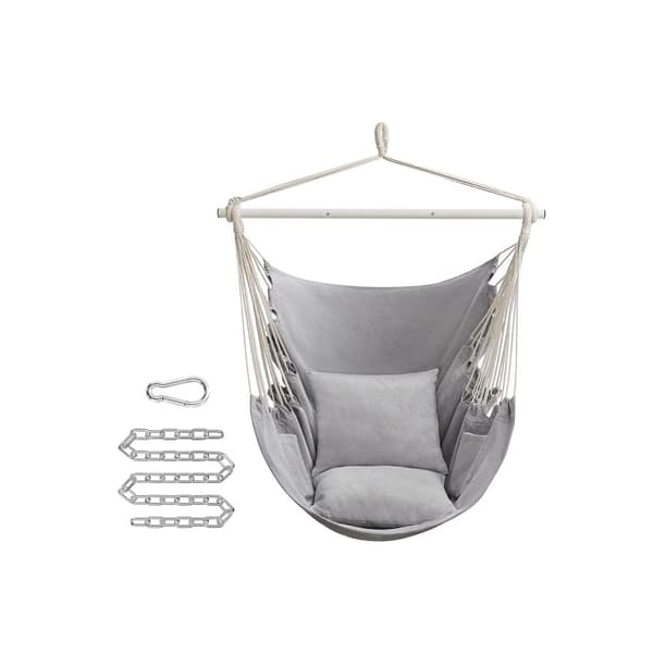 Hängstol med 2 dynor och metallkedja dove grey