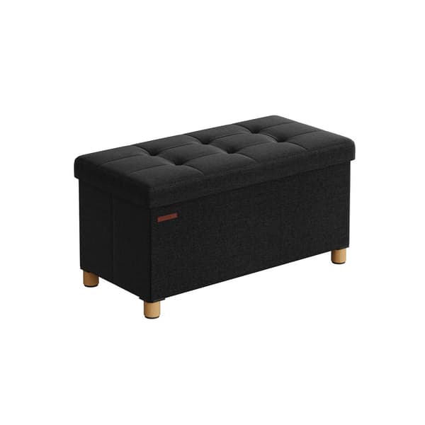 Förvaringsbänk Skobänk Fällbar sittplats Chest Förvaringsbox Fotpall 38 x 76 x 40 cm för vardagsrum sovrum Ink Svart
