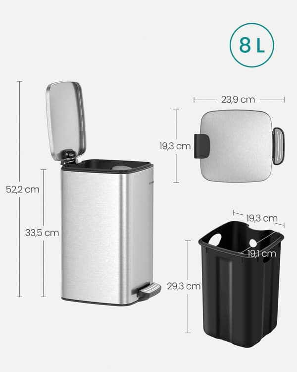 Kosmetikspand 8 liter sølvmetallic