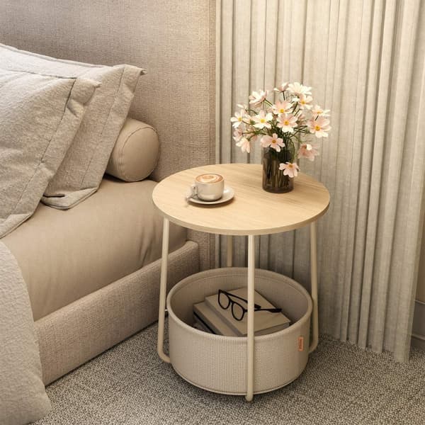 Sidobord runt, litet bord, soffbord litet