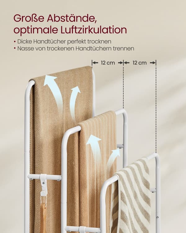 Håndklædestang med 3 skinner sky hvid-naturlig beige