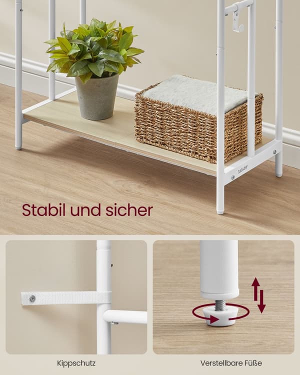 Håndklædestang med 3 skinner sky hvid-naturlig beige