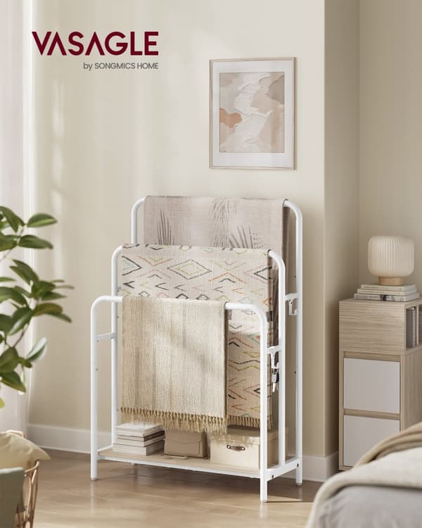 Håndklædestang med 3 skinner sky hvid-naturlig beige