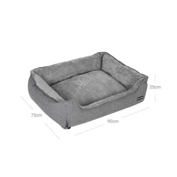 Koiran sänky, Pellava-Look Pet Bed, koiran sohvasänky korotetuilla reunoilla, liukumaton pohja, irrotettava pestävä päällinen, L, keskikokoisille koi