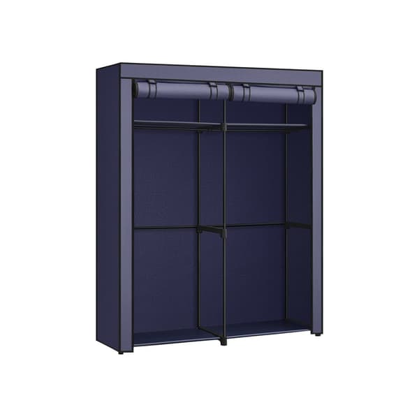 Soveværelsesgarderobe, garderobeskab med 2 tøjstænger, tøjstativ, stofbetræk, knagerække, foldbar, til omklædningsrum, soveværelse, 43 x 140 x 174 cm