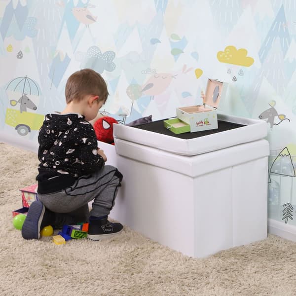 120L hopfällbar ottoman bänk förvaringslåda förvaringskub med vändbart lock skobänk fotpall lastkapacitet på 300 kg vit 110 x 38 x 38 cm