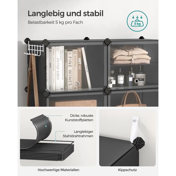 Kenkäteline 8 lokerolla musta