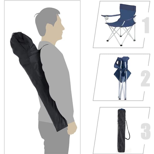 Hopfällbara campingstolar, uppsättning med 2 utomhusstolar, med armstöd, mugghållare, bärbar, 120 kg kapacitet, för camping, trädgård, fiske, strand,