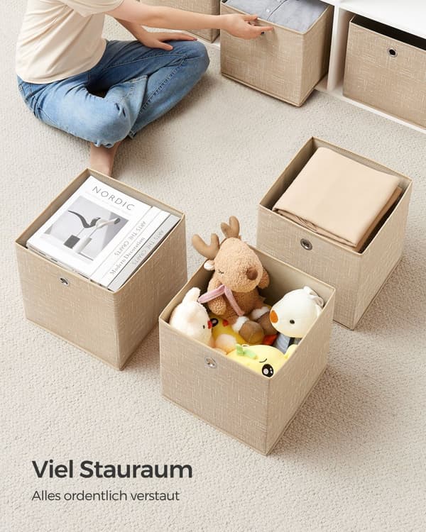 Förvaringslåda set om 6 sand beige