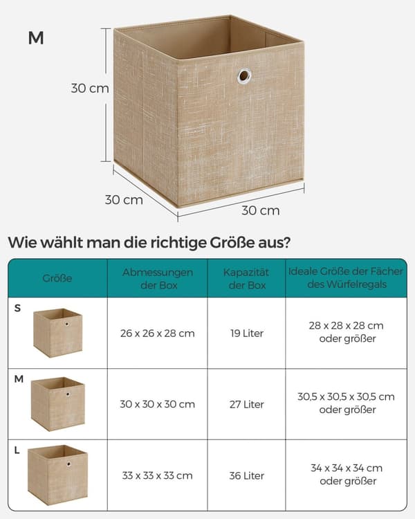 Förvaringslåda set om 6 sand beige