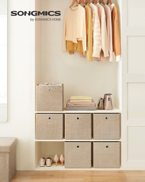 Förvaringslåda set om 6 sand beige