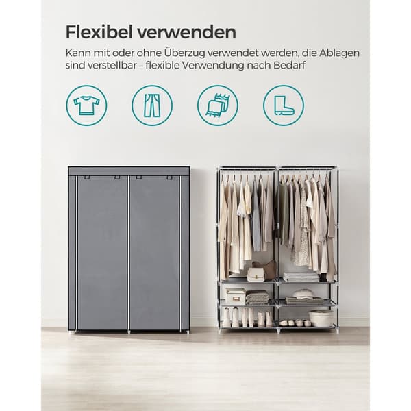 Stofgarderobe med 2 bøjlestænger og 4 sidelommer