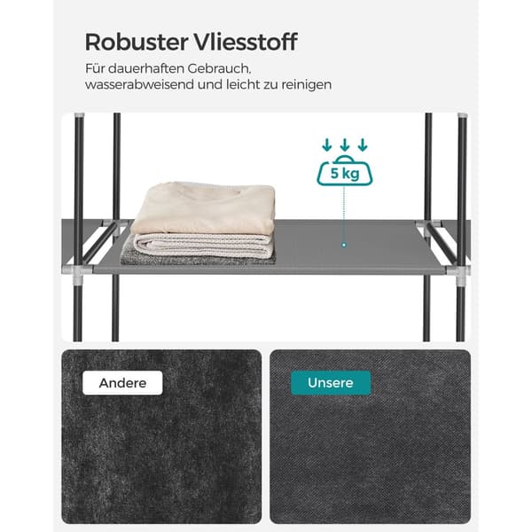 Stofgarderobe med 2 bøjlestænger og 4 sidelommer